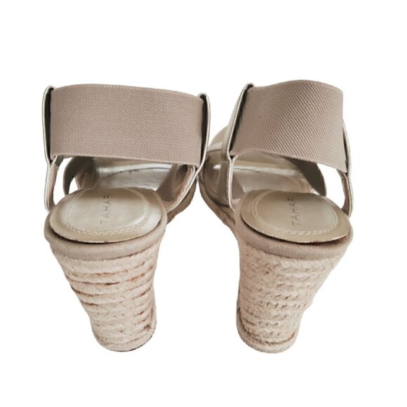 BEIGE Tan Cross Strap Jute Wedges - Picture 4 of 7